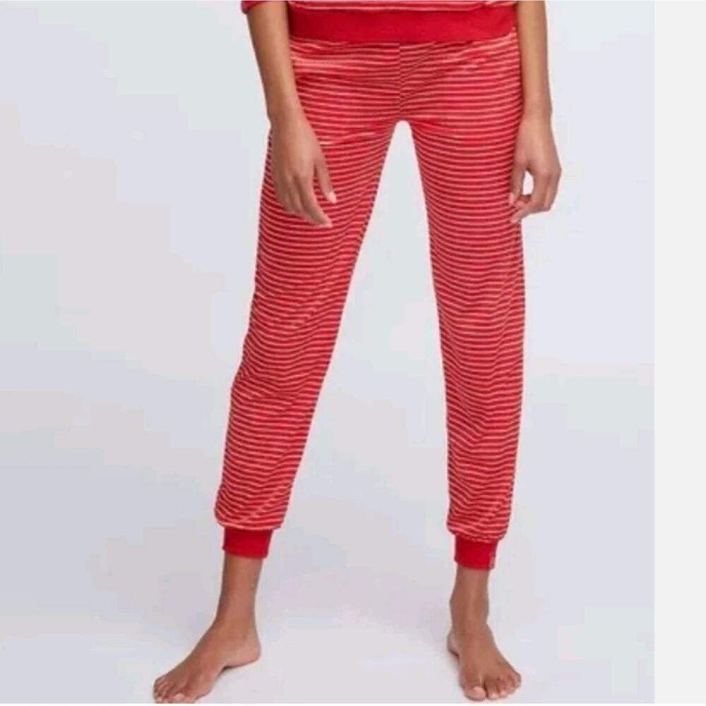 Vera Bradley Velour Polar Pajama Lounge Jogger Pants‎ Red Striped Large XL $68